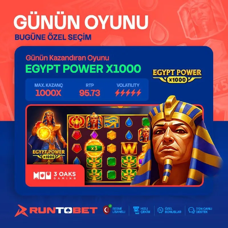 🎰🔥 GÜNÜN OYUNU: EGYPT POWER X1000🔥🎰 ⚡️ Bugünün favorisiyle şansını denemeye hazır mısın?…