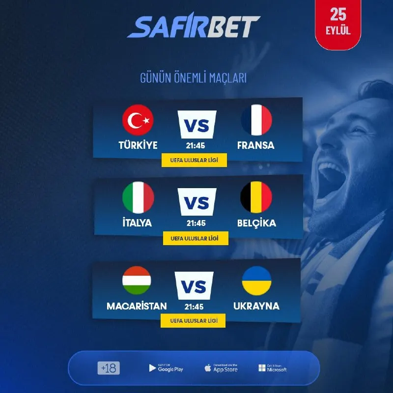 ⬆️Yüksek Oranlarla Günün Maçları 😑🫡😎’de! ⚽️ Türkiye 🆚 Fransa ⚽️ ⚽️ İtalya 🆚 Belçika ⚽️ ⚽️…