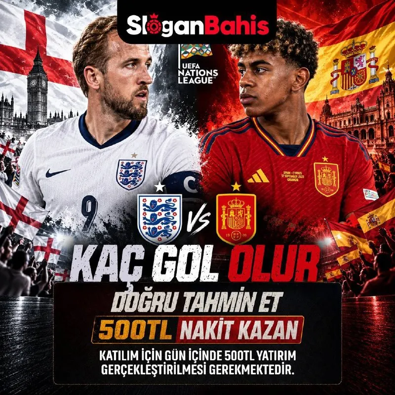 🏆İNGİLTERE - İSPANYA GOLLERİNİ TAHMİN ET, 500₺ NAKİT KAZAN! 💵 🎁Doğru tahminde bulunan…