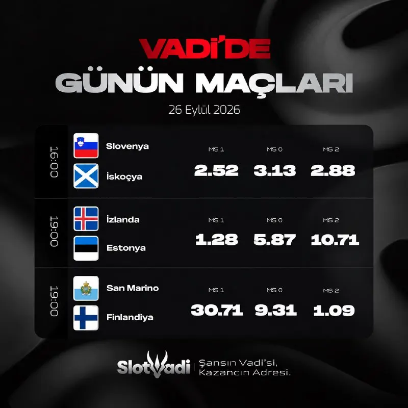SLOT VADİ GÜNÜN MAÇLARI 🏆 ⚡️⚡️⚡️⚡️⚡️ ⚫️ Slovenya 🤩 İskoçya ⚫️ İzlanda 🤩 Estonya ⚫️ San…