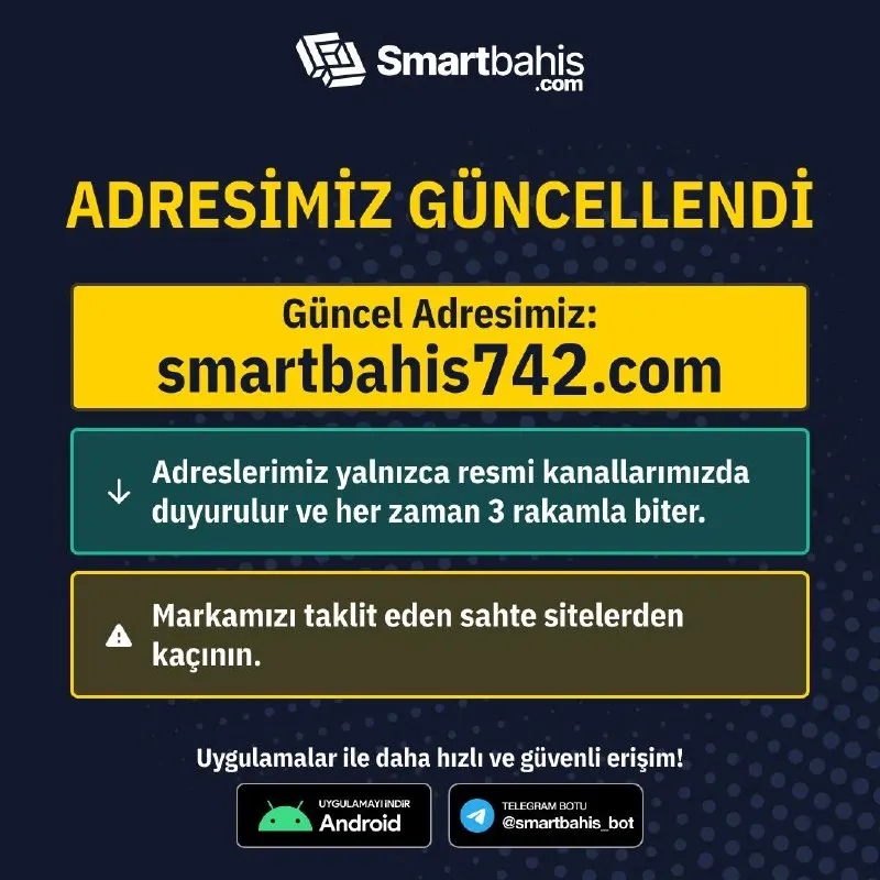 ✅Adresimiz Güncellendi 👉Smartbahis’e giriş için tıkla: smartbahis742.com ⚠️ Sahte ve…
