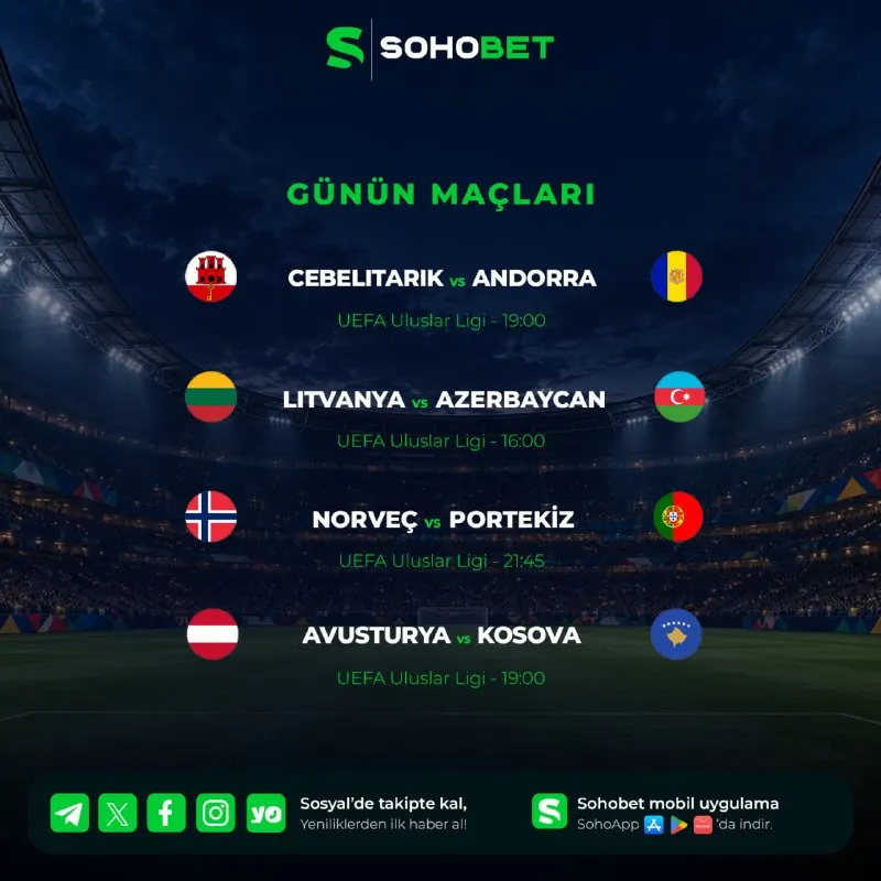 🔥 UEFA ULUSLAR LİGİ HEYECANI SOHOBET’TE! Milli takım gecesinde birbirinden dikkat çekici…