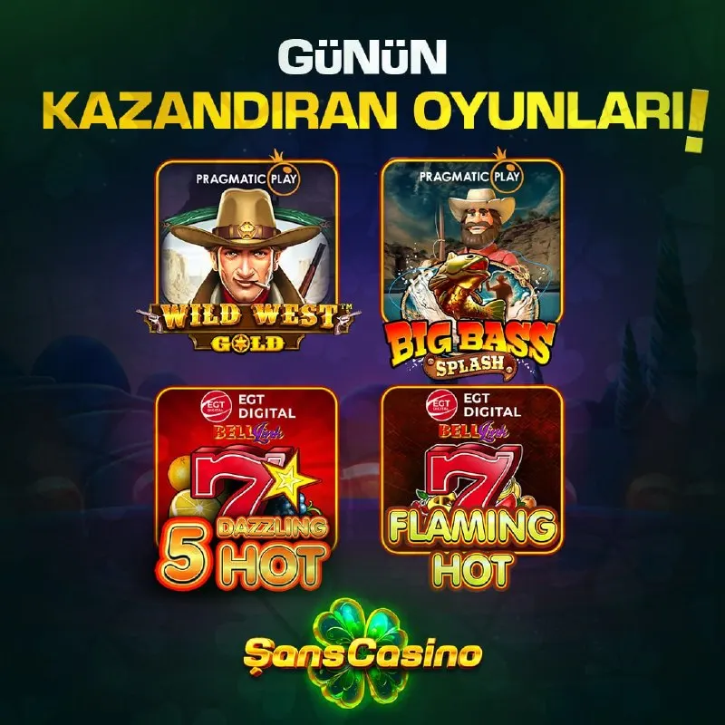 ŞANS CASINO'DA GÜNÜN EN ÇOK KAZANDIRAN OYUNLARI! 🤠 Wild West Gold 🐟 Big Bass Splash 5️⃣ 5…