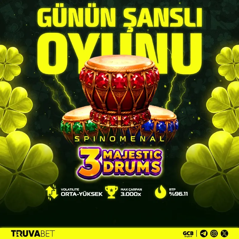 🎰 #Truva'da günün şanslısı - 3 Majestic Drums 💰 Davulların yankısı #Truva'da premium bir…
