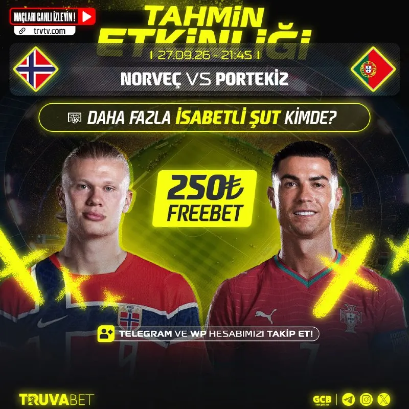 ⚽️ Maça tahminini yap, Freebet'leri kap! ❓ Norveç - Portekiz maçında daha fazla isabetli…