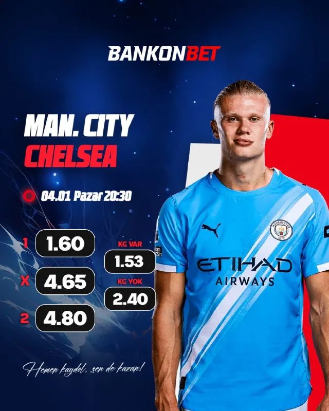 ⚪️🟢🟡🔴 ⚡️ Bankonbet'te günün maçı! Man City ile Chelsea karşı karşıya! ⚔️ Man City x…