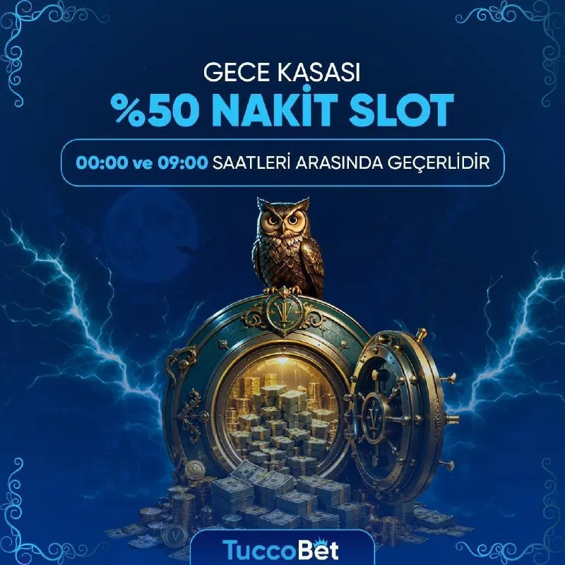 🪙 GECE KASASI AÇILDI 🪙 🎁 #TUCCOBET'TEN %50 NAKİT SLOT BONUSU! 🌜 00:00 - 09:00 saatleri…