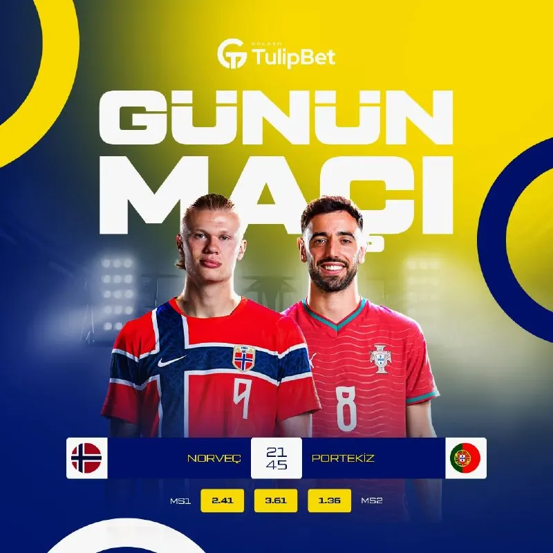 ⚔️ TULIPBET'TE GÜNÜN DEV KARŞILAŞMASI: 🔘 NORVEÇ 🆚 PORTEKİZ 🏆 Hemen kuponunu hazırla, dev…