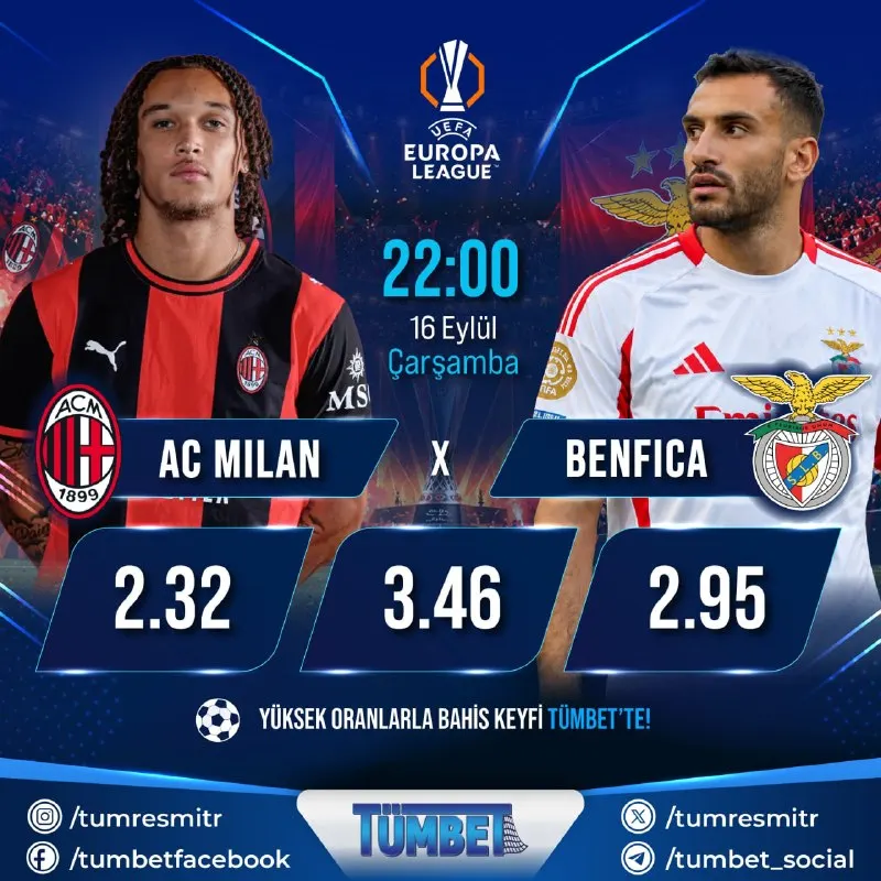 UEFA Avrupa Ligi İtalyan devi AC Milan, Portekiz temsilcisi Benfica'yı konuk ediyor. San…