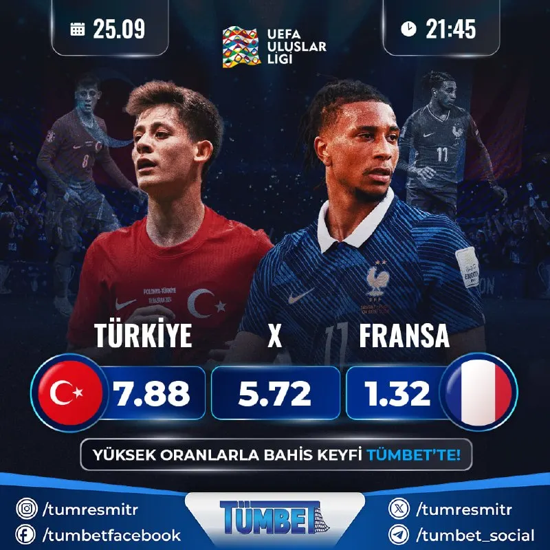 Milliler, Fransa karşısında! 🇹🇷 A Millî Futbol Takımımız, UEFA Uluslar Ligi'nde sahaya…