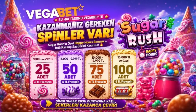 🍬HAFTA SONU ÖZEL SUGAR RUSH🆗 🍬HAPPY HOURS HIT SPIN 🍬 👛1.000 - 4.999 TL 6 TL 25 Adet🍭…