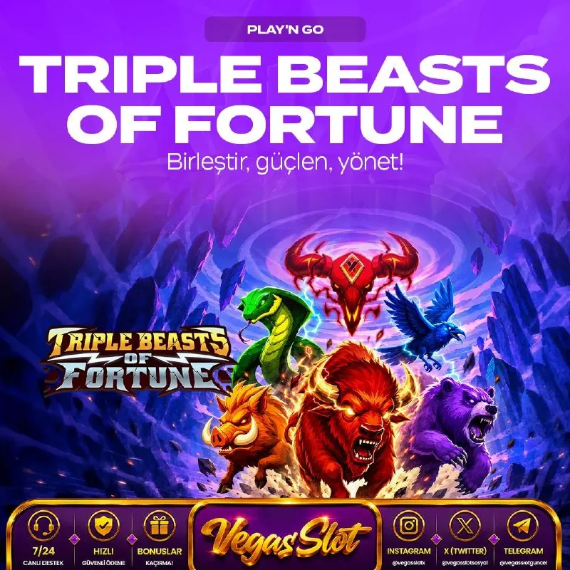 🐂 BİRLEŞTİR GÜÇLEN YÖNET 🔞🔞🔞’nun yepyeni efsanesi Triple Beasts of Fortune vahşi doğanın…