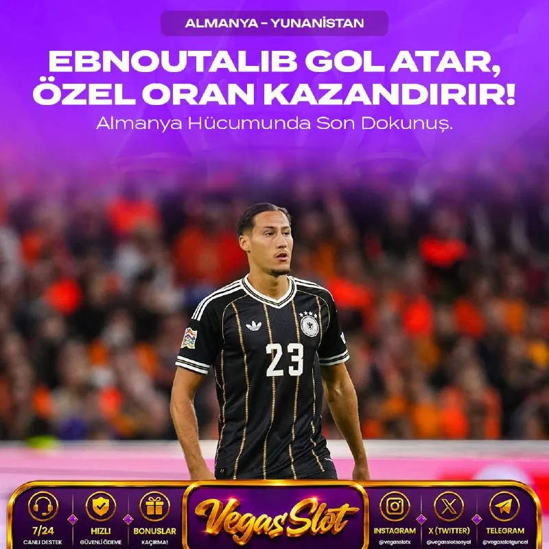 🥰🥰🥰🥰🥰🥰🥰🥰🥰🥰 Almanya 🆚 Yunanistan ⚽️ Ebnoutalib gol atar! Özel Dev Oranıyla #Vegasslot’ta…