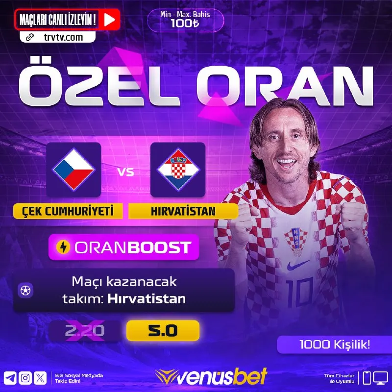 🔥 #Venus'ten spor severlere! Bir günde tam 3 Özel Oran! 🚀 ORANBOOST! kazandırıyor. UEFA…