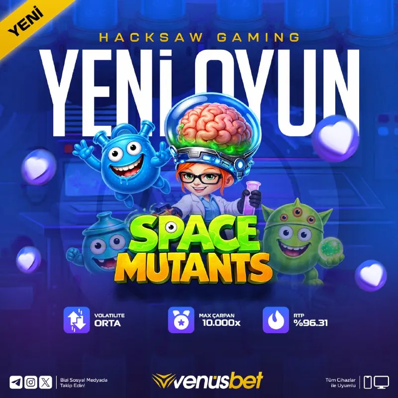 🟦 Hacksaw Gaming'ten Yeni Oyun: Space Mutants 🤞 Space Mutants seni galaktik bir servet…