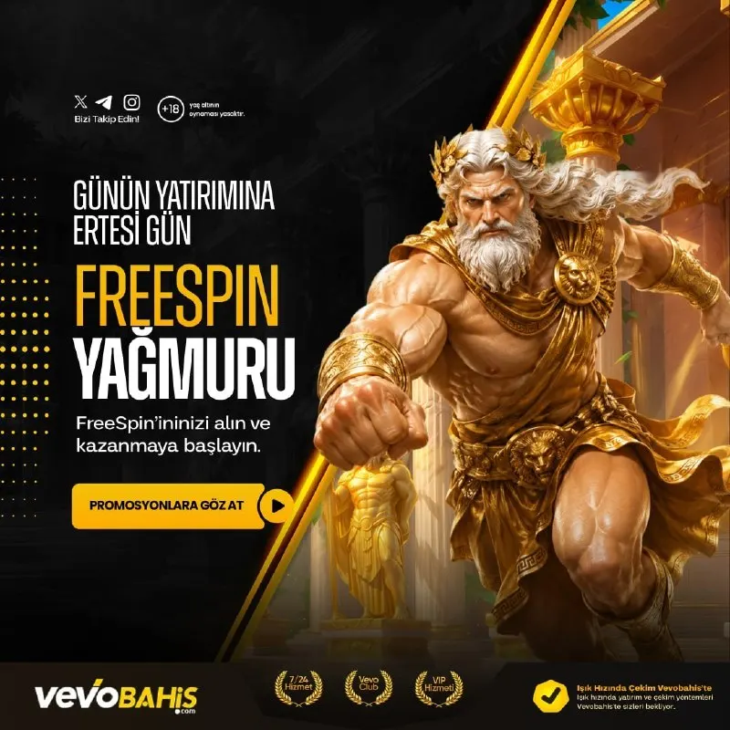 VEVOBAHİS'TE FREESPİN ZAMANI! 🚀 🎰 Yatırımını yap, ertesi gün seni bekleyen FreeSpin…