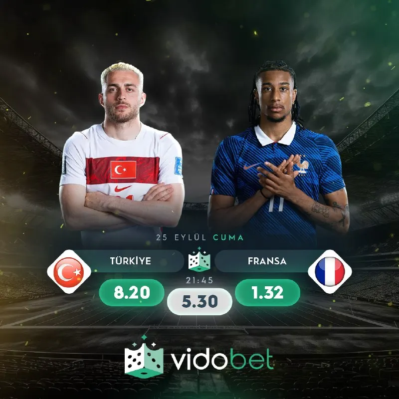 TÜRKİYE - FRANSA MAÇI EN YÜKSEK ORANLARLA VIDOBET'TE! 🏆 Bizim Çocuklar yüzleri güldürür…