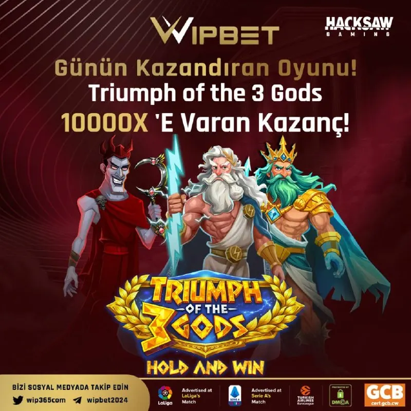 7️⃣🔥 Wipbet’te RTP Değeri Yüksek Günün Oyunu! 🔥🎰 ✨ Triumph of the 3 Gods✨ Yüksek RTP…