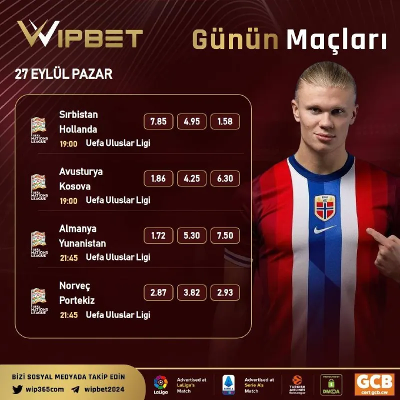 🏆 WİPBET Günün Maçları! ⚽️ 📈 En Yüksek Oranlar İle WİPBET'de Günün Kazandıran Maçlarını…