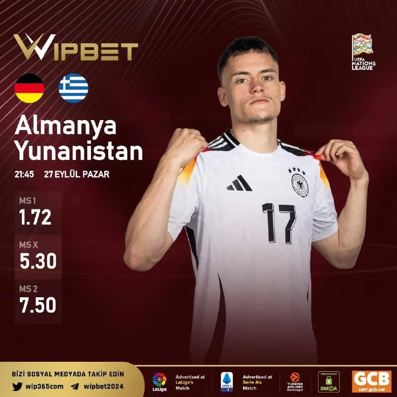 🏆 Günün Kazandıran Maçı! ⚽️ Almanya - Yunanistan ⏰ 21.45 📈 Sizin İçin Oranları…