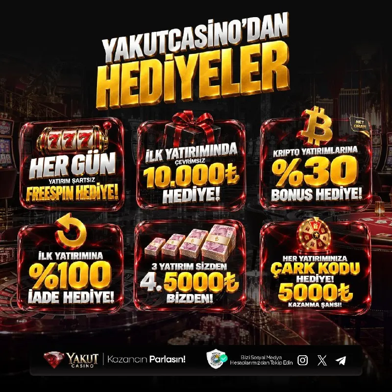 🇹🇷 KAZANCINIZI BÜYÜTEN AYRICALIKLAR YAKUTCASİNO'DA! 🔥 Her gün Yatırım Şartsız Freespin…