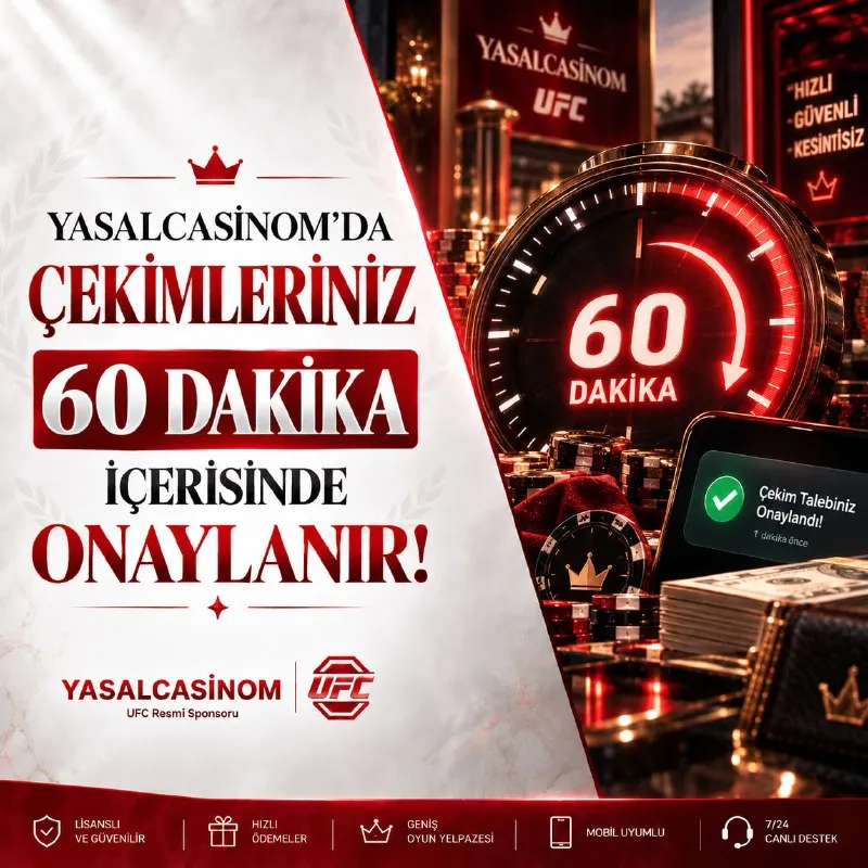 🥊 YASALCASİNOM’DA çekimler hızlı! 🕘 Çekimlerin EN GEÇ 60 DAKİKA içinde onaylanır. 🔴Belge…