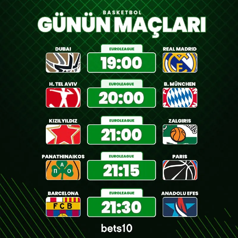 🏀 EuroLeague’de günün maçları basketbol heyecanını yükseltiyor! Dubai Real Madrid,Hapoel…