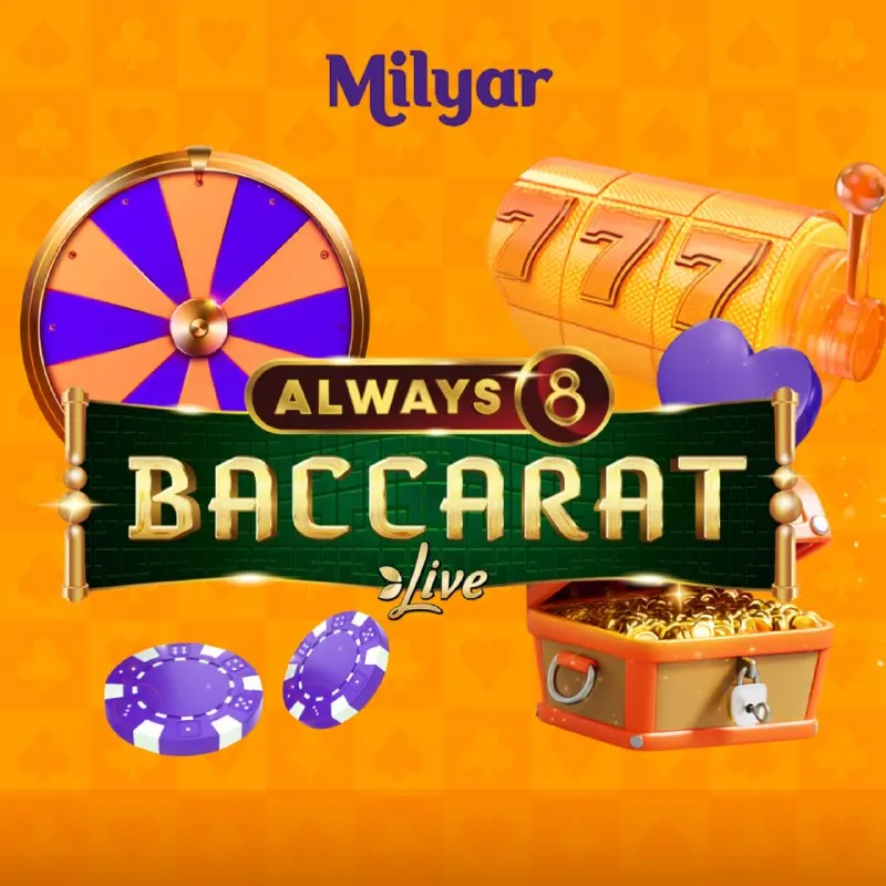 🃏 Sit at the live tables for Always 8 Baccarat. Play your hands with Milyar’s top-tier…