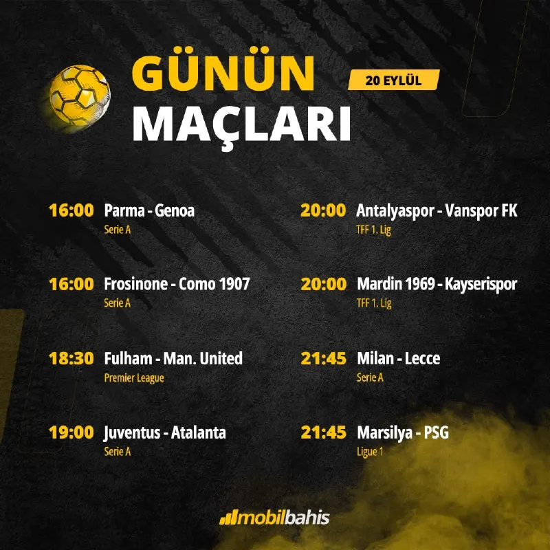 🔥 20 Eylül’de Parma Genoa, Fulham Manchester United ve Milan Lecce gibi önemli maçlar öne…