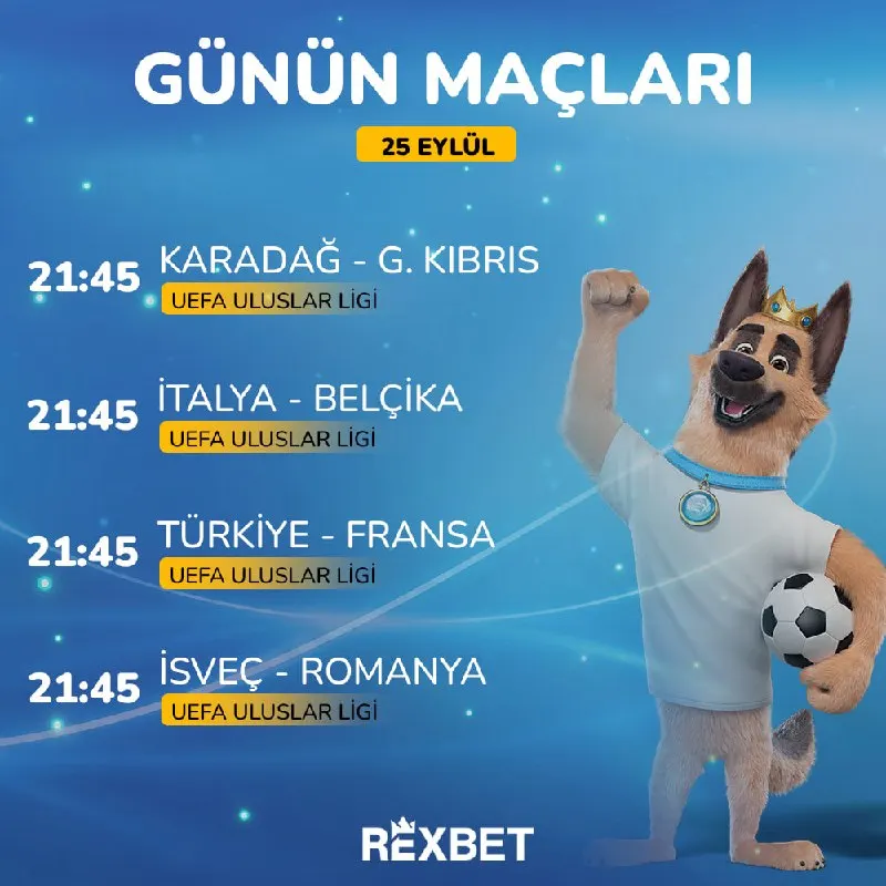 🌍 Uluslar Ligi'nde günün maçları başlıyor! Rexbet'in yüksek oranlarıyla kuponunu hazırla…