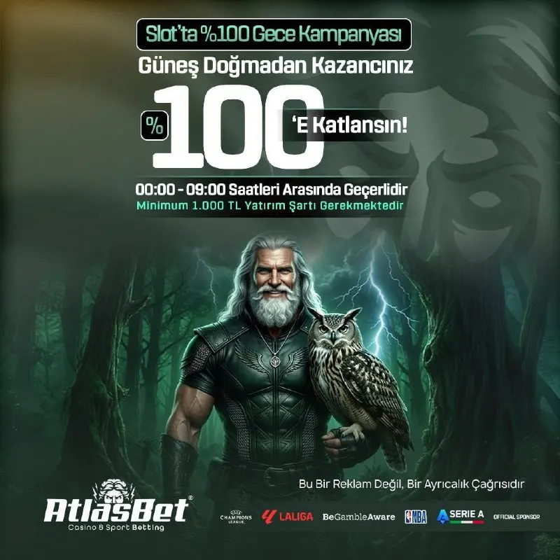 🌙GECE KUŞLARINA %100 SLOT DOPİNGİ! 🎰 ⏰00:00 - 09:00 arası yatırımını yap, 5.000 TL’ye…