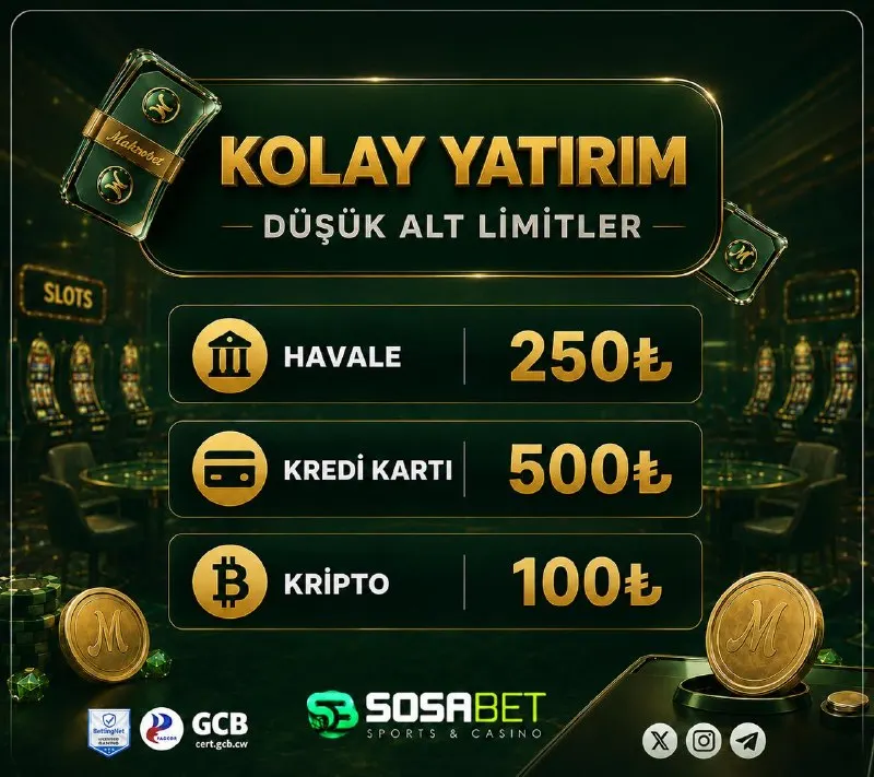 ➡ Kolay yatırım seçenekleri Sosabet’te seni bekliyor! 💳 Havale, kredi kartı ve kripto ile…