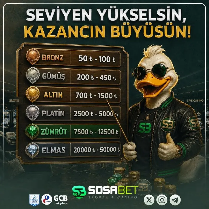 💸 SosaBet’te seviyeni yükselt, kazancın büyüsün! 💎 Bronz’dan Elmas’a uzanan seviyelerde…