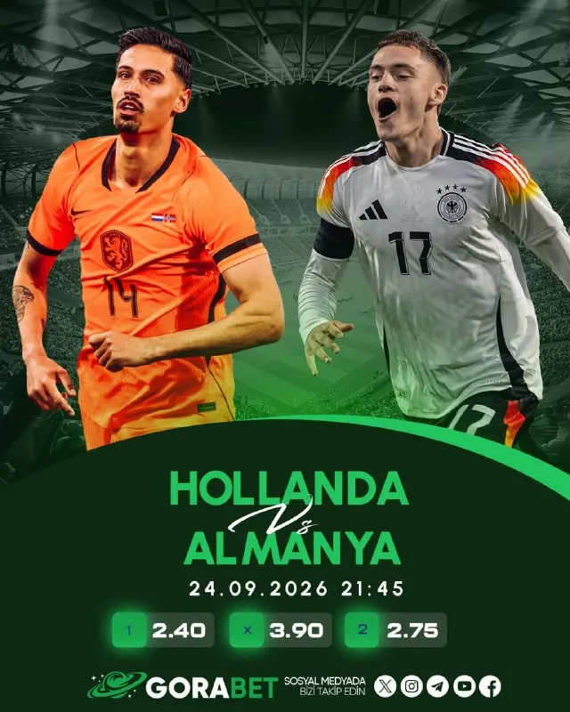 🔥 DEVLERİN MÜCADELESİ! 🔥 🏆 Hollanda - Almanya 🗓 Tarih: 24.09.2026 ⏰ Saat: 21:45 Avrupa…