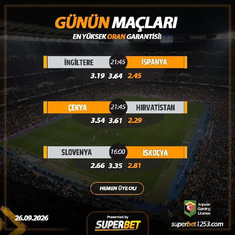 👑👑👑👑👑 👑🎰👑👑🎰👑👑 ➡️ #Superbet'te %20 YATIRIM + %20 KAYIP Bonusu! ⚽️ İNGİLTERE 🆚 İSPANYA ⚽️…