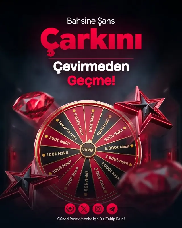 🎡🎯 ÇARKI ÇEVİR, NAKİT ÖDÜLLERİ KAP! 💎💥 🥳 Bahsine Şans Çarkı’nı çevirmeden geçme, anında…