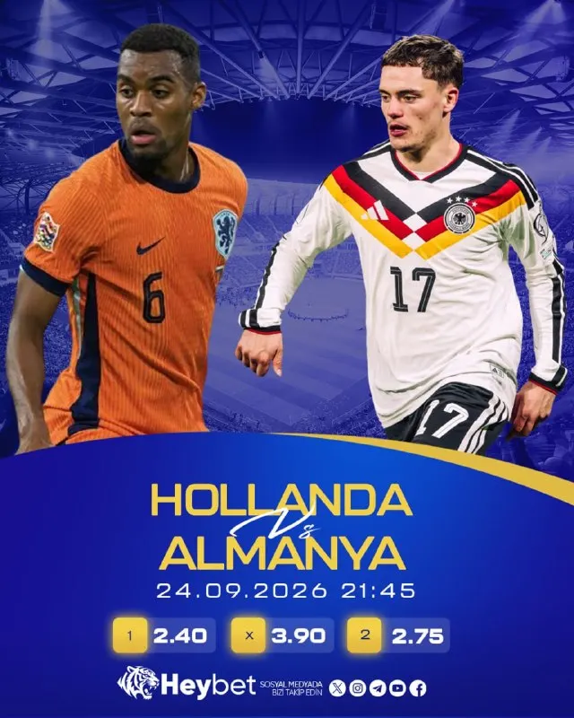 🔥 DEVLERİN MÜCADELESİ! 🔥 👏👏👏👏👏👏👏👏👏👏 🏆 Hollanda - Almanya 🗓 Tarih: 24.09.2026 ⏰ Saat…
