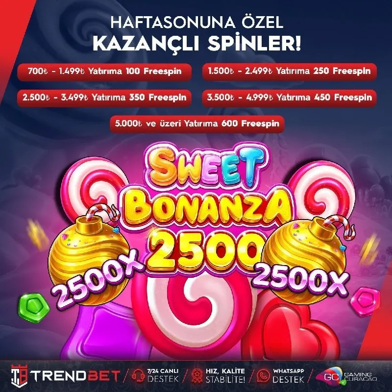 ⚡️ #TrendBet'ten Kazandıran Spinler ⚡️ 📌 700₺ - 1.499₺ yatırıma 🔢🔢🔢 📌 1.500₺ - 2.499₺…