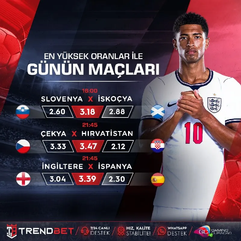 ⬇️ #TrendBet 'ten Günün En Heyecanlı Maçları ⬇️ 🕒 16:00 - Slovenya ⚔️ İskoçya 🕒 21:45…