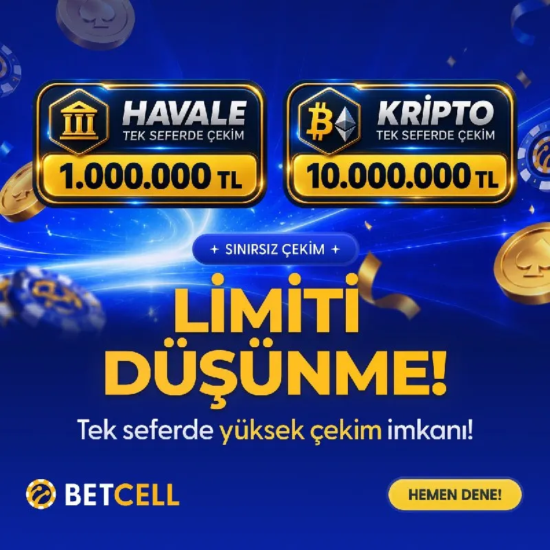 Tek seferde Havale çekim limiti: 1.000.000₺ / Kripto : 10 Milyon TL Yüksek limitlerle…