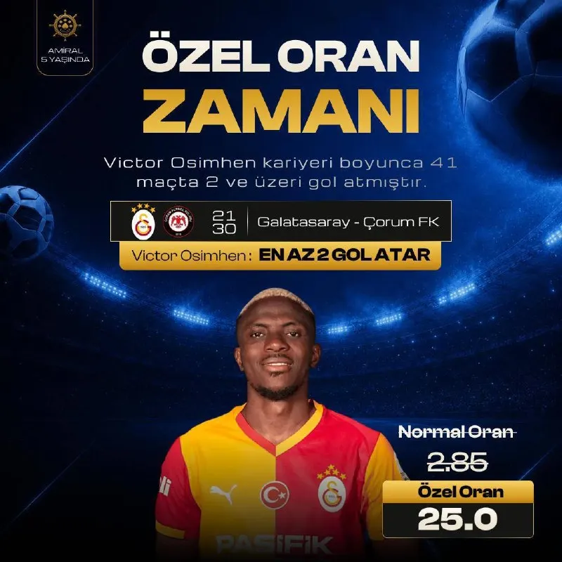 ⚽️Betamiral de Özel Oran Fırsatı 💙Normal Oran: 2.86 🔥Özel Oran: 2️⃣5️⃣ 💰Maksimum Bahis…