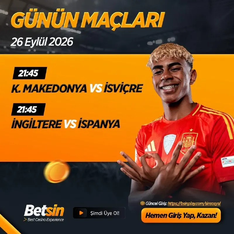 ⚽️ Günün maçları Betsin’de! 🤩 Günün öne çıkan mücadeleleri Betsin'de seni bekliyor. 🤩…
