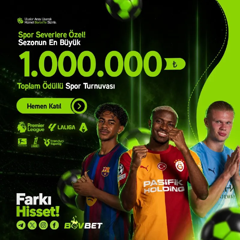 🏆 SEZONUN EN BÜYÜK SPOR TURNUVASI! 💚⚽️ Sporseverlere özel dev fırsat Bovbet’te başladı! 🚀…