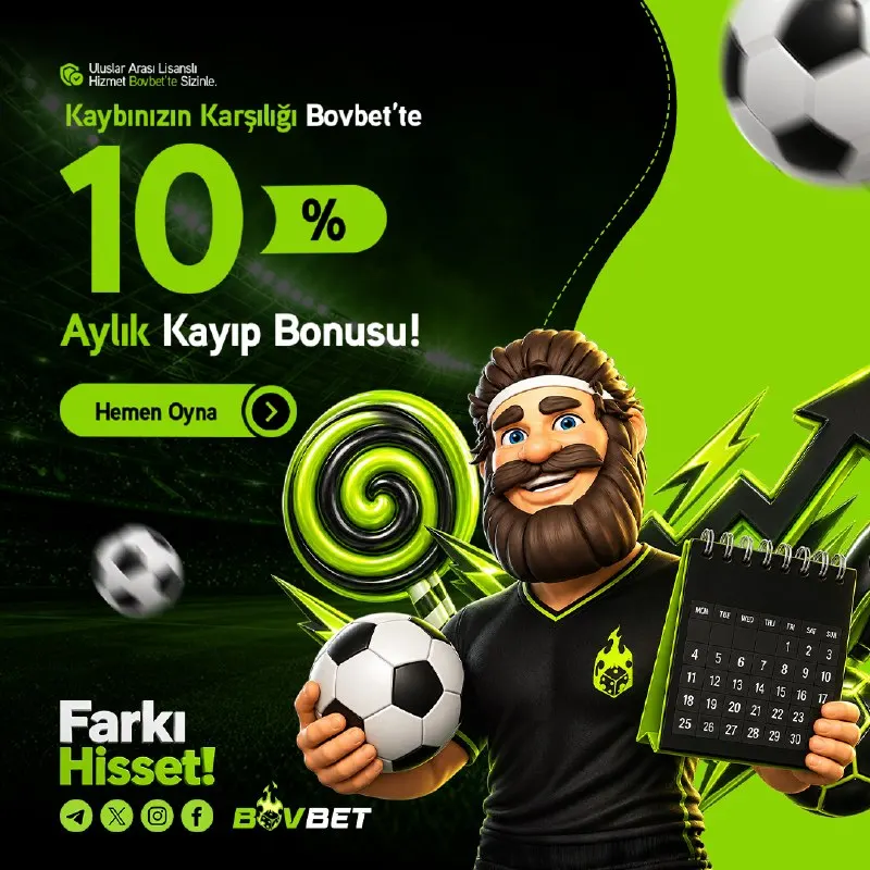 💚 KAYBINIZIN KARŞILIĞI BOVBET'TE! ⚽️📉 Bovbet ile her zaman kazançlısın! Ay sonunda…