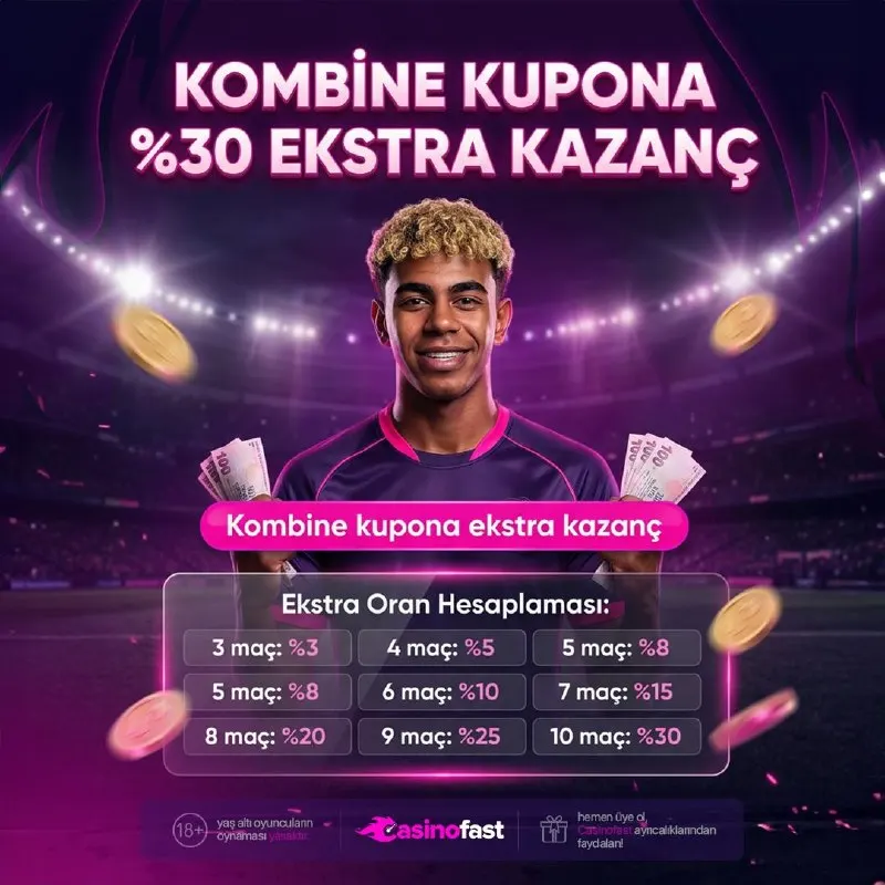 KOMBİNE KUPONLARDA 🤍🤍💜 ⚪️🤍💜🤍🤍💜 KAZANÇ! ⚽️%30’a Varan Ekstra Kazanç: Seçimlerinizi…