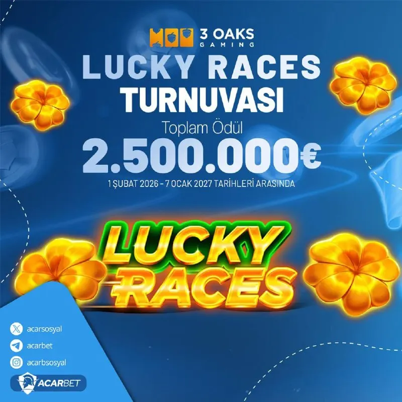 Şansını denemeye hazır mısın? 💥 Lucky Races Turnuvası başladı! Tam 2.500.000€ ödülle…