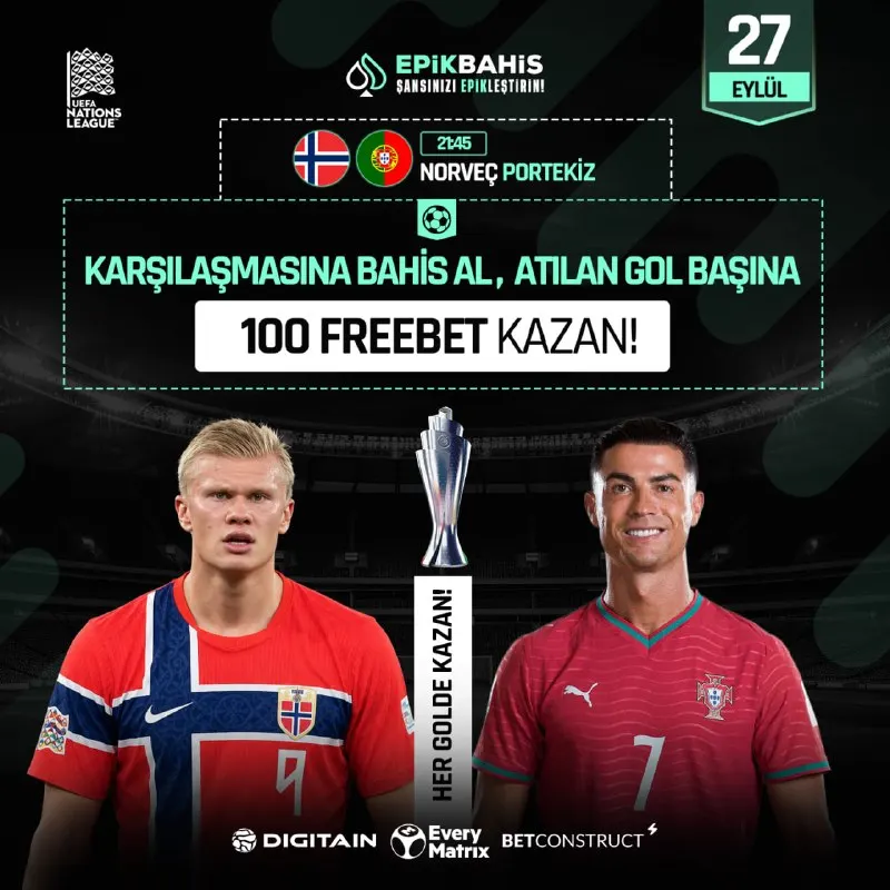 😍😍😍😍😍😍 İLE HEDİYE FREE BET YAĞMURU DEVAM EDİYOR! ⚽️ Norveç 🫠 Portekiz karşılaşmasına…