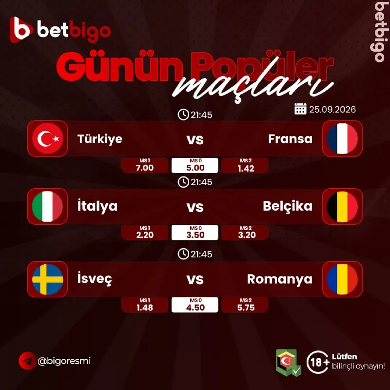 ⚽️🐆🐆🐆🐆🐆 ⚽️ ⚽️ 🐆🐆🐆🐆🐆🐆🐆 ⚽️ 📆 BetBigo'da Günün Maçları heyecan dolu! 🔥 BetBigo dünyanın dört…