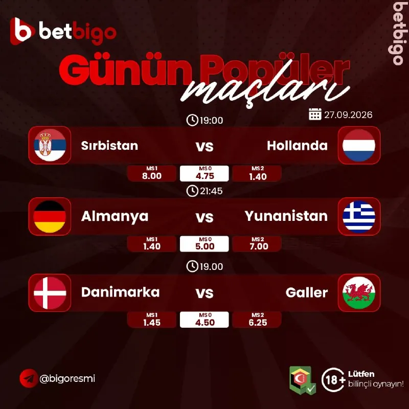 ⚽️🐆🐆🐆🐆🐆 ⚽️ ⚽️ 🐆🐆🐆🐆🐆🐆🐆 ⚽️ 📆 BetBigo'da Günün Maçları heyecan dolu! 🔥 BetBigo dünyanın dört…