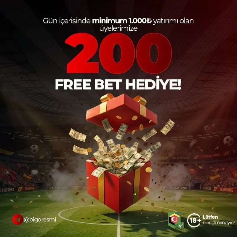 📣 Gün içerisinde minimum 1.000 ₺ yatırımı olan üyelerimize 📣 🎁 2️⃣0️⃣0️⃣FREEBET HEDİYE 🎁…